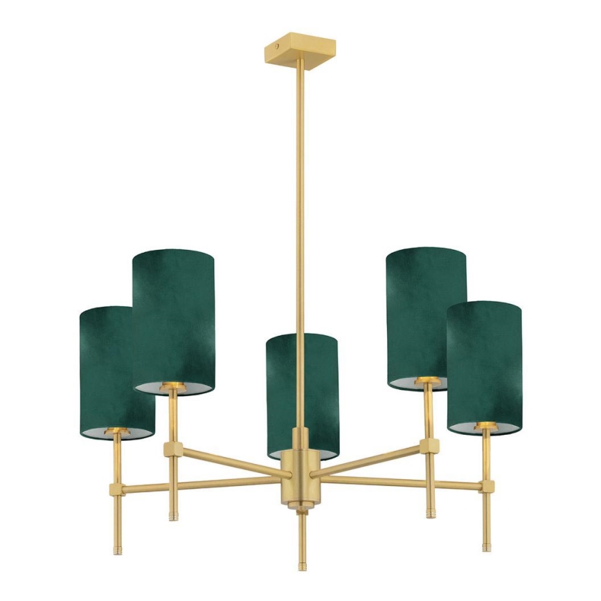 Argon 2147 - Candelabro suspenso ABRUZZO 5xE14/7W/230V latão/verde