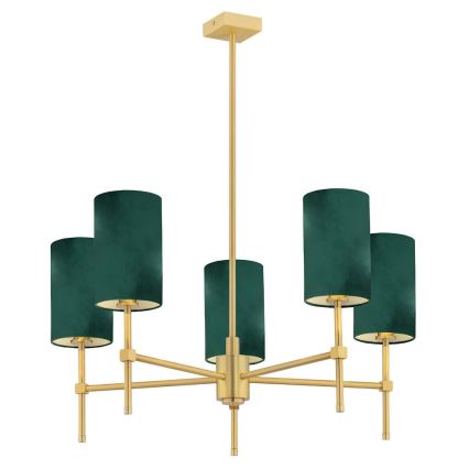 Argon 2147 - Candelabro suspenso ABRUZZO 5xE14/7W/230V latão/verde