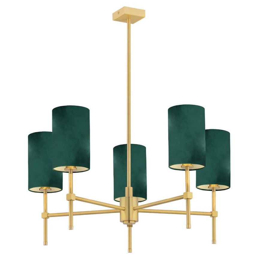 Argon 2147 - Candelabro suspenso ABRUZZO 5xE14/7W/230V latão/verde