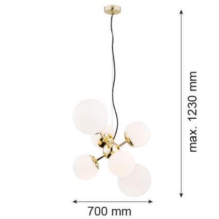 Argon 2532 - Candelabro suspenso SATELITE 6xE27/15W/230V dourada