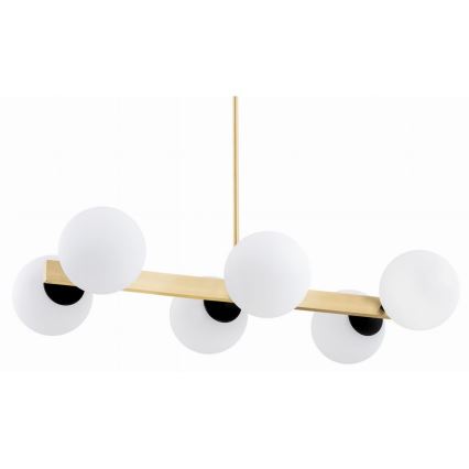 Argon 2549 - Candelabro suspenso FREEMONT 6xE27/15W/230V dourado/branco/preto