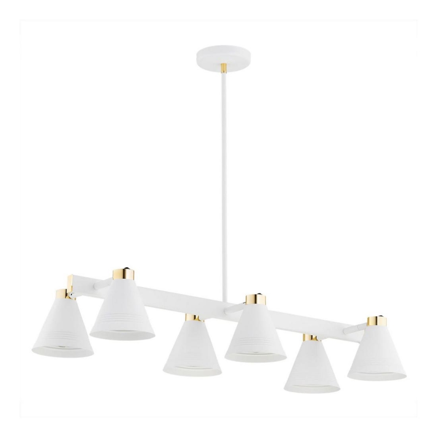 Argon 2551 - Candelabro suspenso AVALONE 6xE27/15W/230V branco/dourado