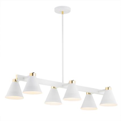 Argon 2551 - Candelabro suspenso AVALONE 6xE27/15W/230V branco/dourado