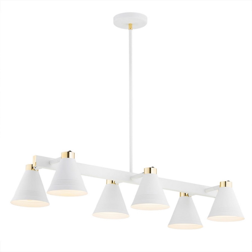 Argon 2551 - Candelabro suspenso AVALONE 6xE27/15W/230V branco/dourado