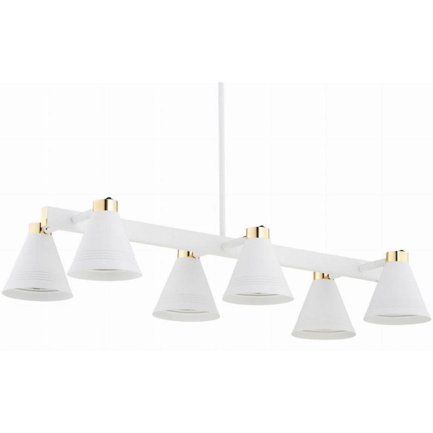 Argon 2551 - Candelabro suspenso AVALONE 6xE27/15W/230V branco/dourado