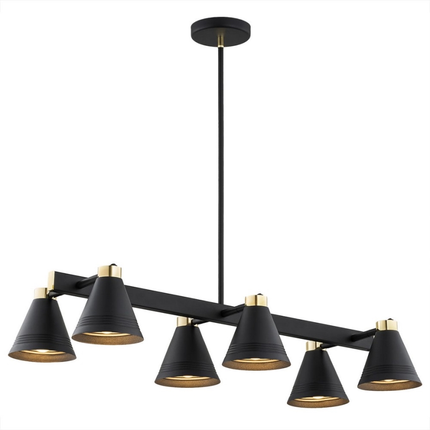 Argon 2552 - Candelabro suspenso AVALONE 6xE27/15W/230V preto/dourado