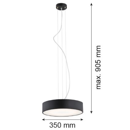 Argon 3350 - Candeeiro DARLING 1xLED/30W/230V d. 40 cm preto