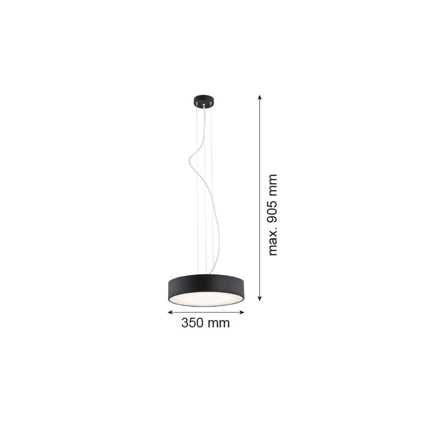 Argon 3350 - Candeeiro DARLING 1xLED/30W/230V d. 40 cm preto