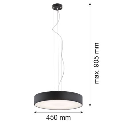 Argon 3352 - Candeeiro DARLING 1xLED/35W/230V d. 45 cm preto