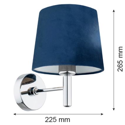 Argon 3908 - Candeeiro de parede BOLZANO 1xE27/15W/230V azul/cromado brilhante