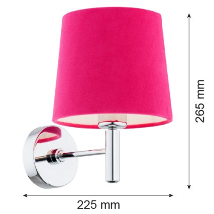 Argon 3909 - Candeeiro de parede BOLZANO 1xE27/15W/230V rosa/cromado brilhante
