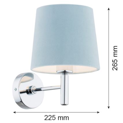 Argon 3910 - Candeeiro de parede BOLZANO 1xE27/15W/230V azul/cromado brilhante