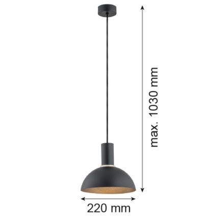Argon 4222 - Candelabro suspenso SINES 1xE27/15W/230V d. 28 cm preto