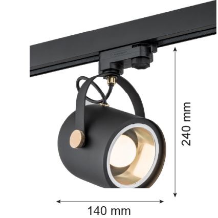 Argon 4311 - Foco para sistema de carril NET 1xE27/15W/230V preto