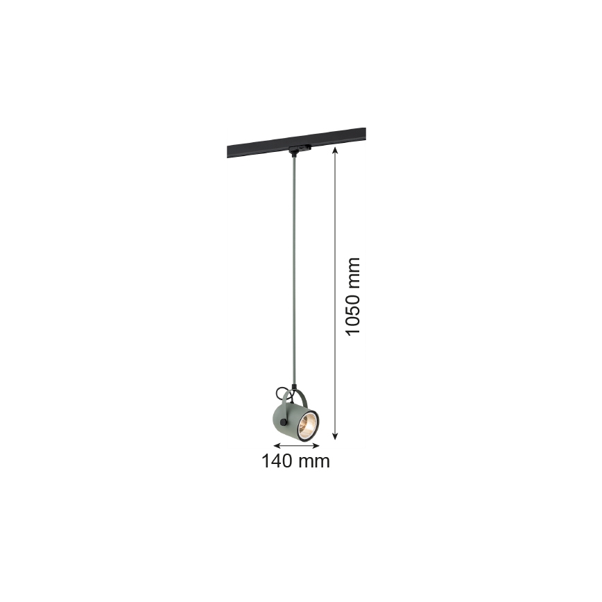 Argon 4313 - Candeeiro para sistema de carril NET 1xE27/15W/230V verde