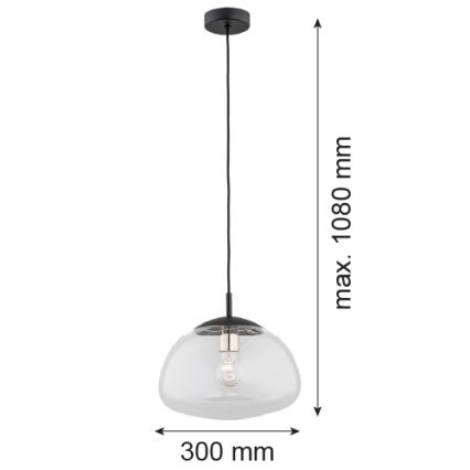 Argon 4332 - Candelabro suspenso TRINI 1xE27/15W/230V d. 30 cm preto