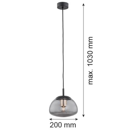 Argon 4333 - Candelabro suspenso TRINI 1xE27/15W/230V d. 20 cm preto