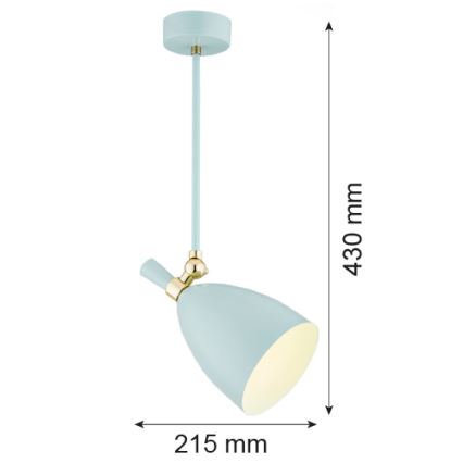Argon 4685 - Candelabro suspenso CHARLOTTE 1xE27/15W/230V azul/dourado