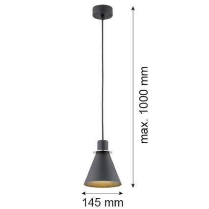 Argon 4688 - Candelabro suspenso BEVERLY 1xE27/15W/230V preto/cromado brilhante