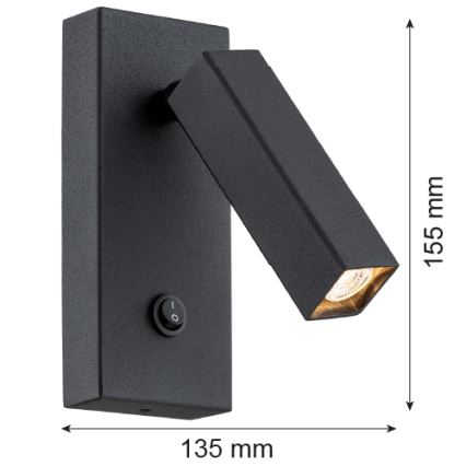 Argon 4723 - Foco de parede ROCK 1xG9/6W/230V preto