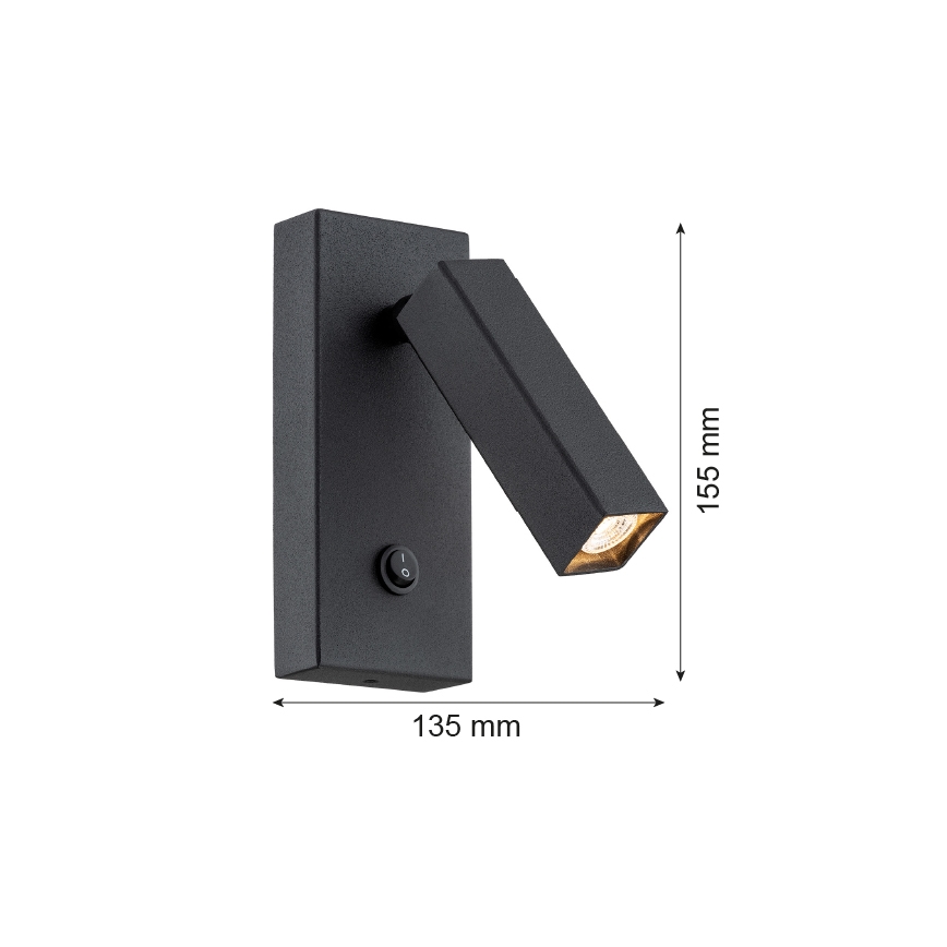 Argon 4723 - Foco de parede ROCK 1xG9/6W/230V preto