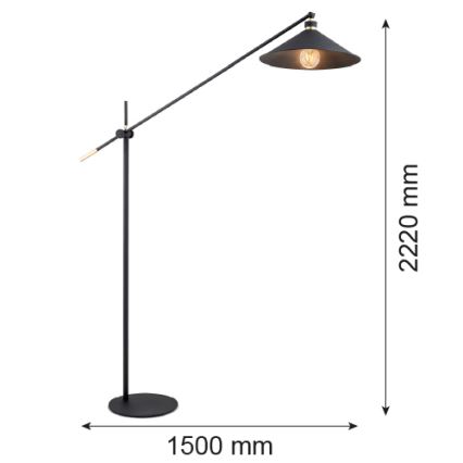 Argon 4732 - Candeeiro de chão NASHVILLE 1xE27/15W/230V preto