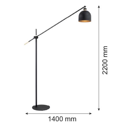 Argon 4735 - Candeeiro de chão DETROIT 1xE27/15W/230V preto