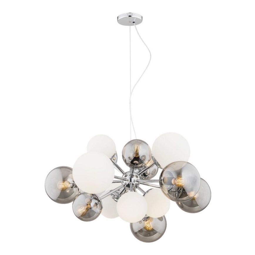 Argon 5020 - Candelabro suspenso SATELITE 15xE27/15W/230V cromado brilhante/branco