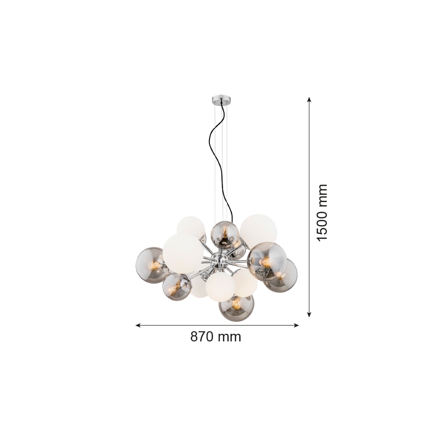 Argon 5020 - Candelabro suspenso SATELITE 15xE27/15W/230V cromado brilhante/branco