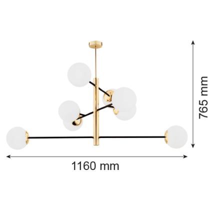 Argon 5041 - Candelabro suspenso CAMERON 8xE27/15W/230V latão/preto