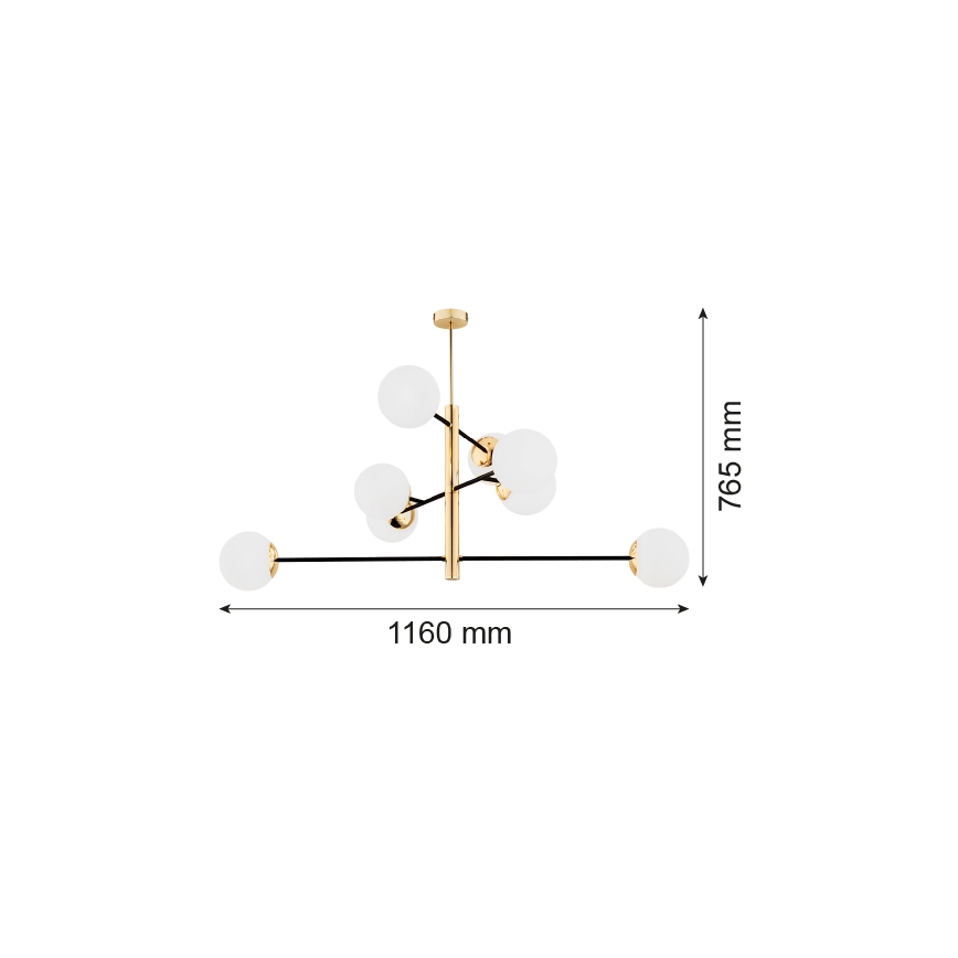 Argon 5041 - Candelabro suspenso CAMERON 8xE27/15W/230V latão/preto
