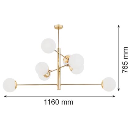 Argon 5043 - Candelabro suspenso CAMERON 8xE27/15W/230V latão