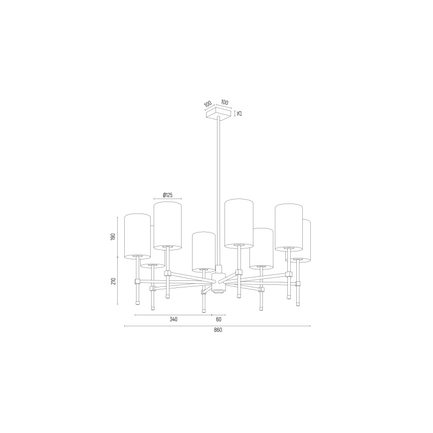 Argon 5051 - Candelabro suspenso ABRUZZO 8xE14/15W/230V latão/branco