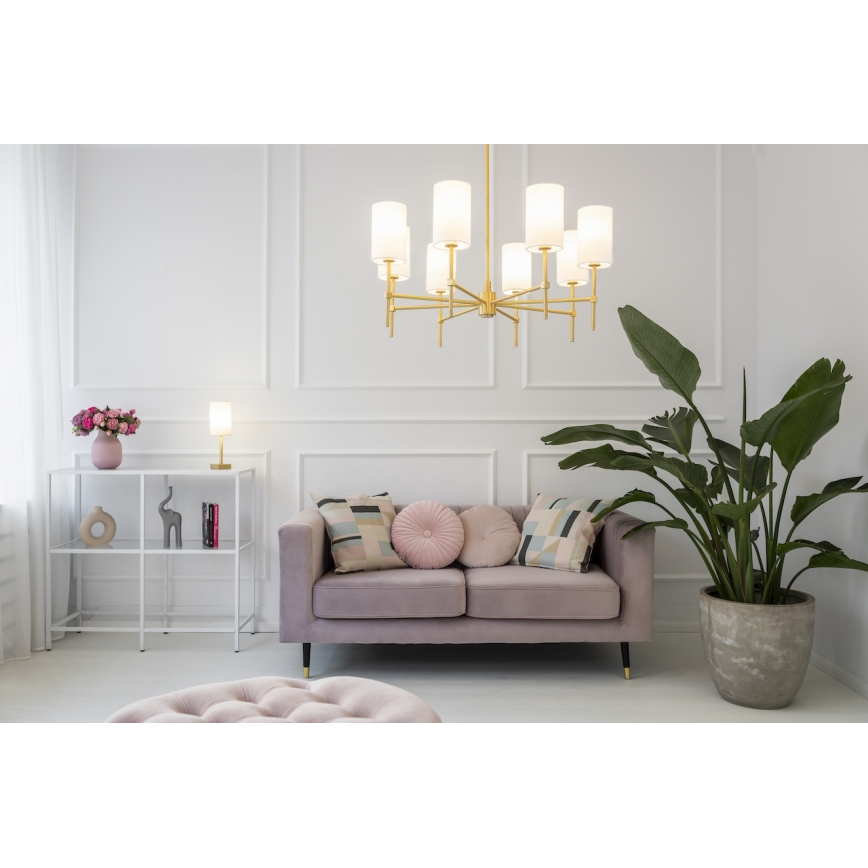 Argon 5055 - Candelabro suspenso ABRUZZO 8xE14/7W/230V latão/verde