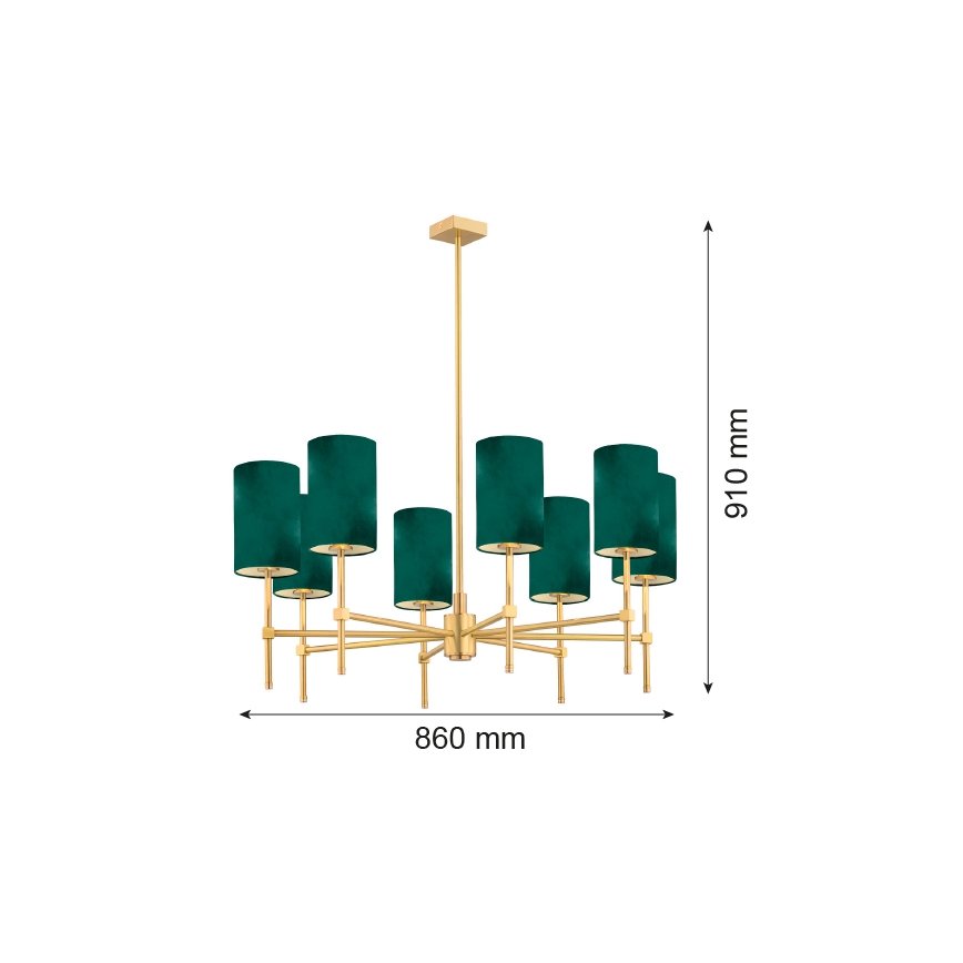 Argon 5055 - Candelabro suspenso ABRUZZO 8xE14/7W/230V latão/verde