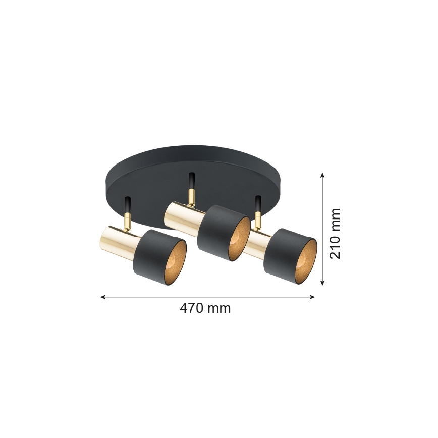 Argon 6006 - Foco DORIA 3xE27/15W/230V preto/latão