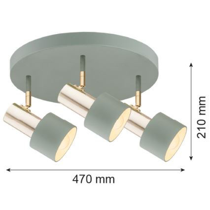 Argon 6007 - Foco DORIA 3xE27/15W/230V verde/latão