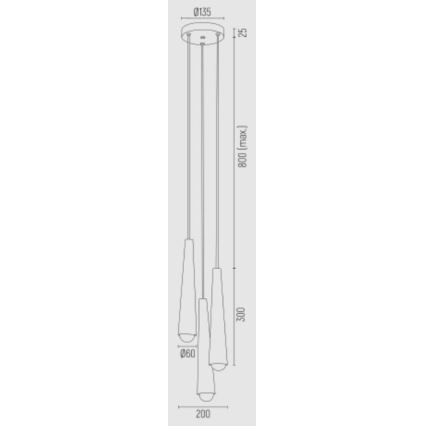 Argon 6103 - Candelabro suspenso HOLLYWOOD 3xE14/7W/230V preto