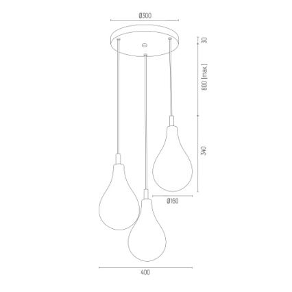 Argon 6105 - Candelabro suspenso OAKLAND 3xG9/6W/230V preto