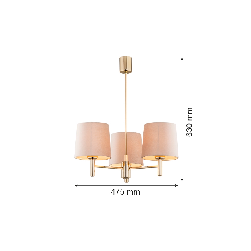 Argon 6109 - Candelabro suspenso PONTE 3xE27/15W/230V bege