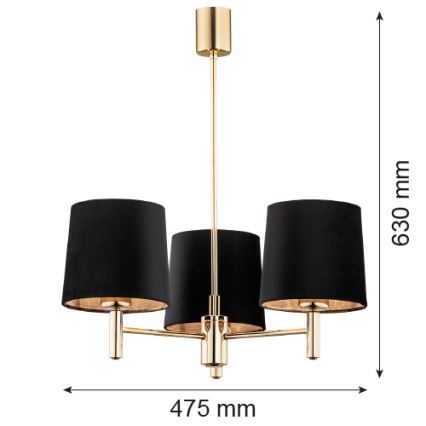 Argon 6111 - Candelabro suspenso PONTE 3xE27/15W/230V preto
