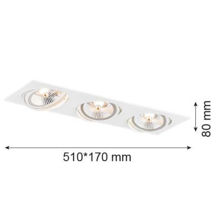 Argon 6115 - Iluminação embutida OLIMP 3xGU10-AR111/12W/230V branca