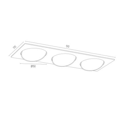 Argon 6116 BZ - Foco de encastrar OLIMP 3xGU10-AR111/12W/230V preto