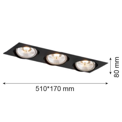 Argon 6116 - Foco de encastrar OLIMP 3xGU10-AR111/12W/230V preto