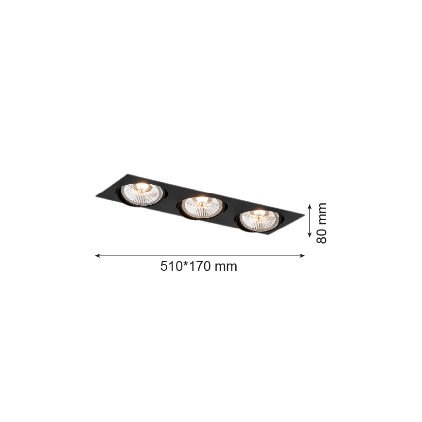 Argon 6116 - Foco de encastrar OLIMP 3xGU10-AR111/12W/230V preto