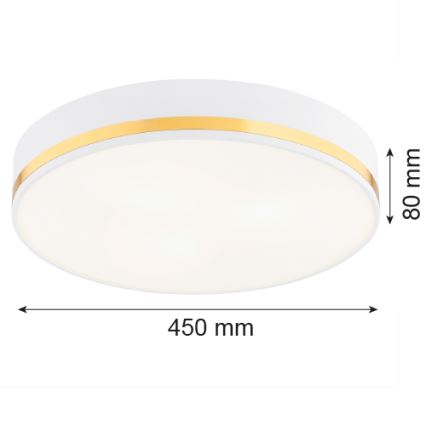 Argon 6138 - Iluminação de teto AMORE 3xE27/15W/230V diâmetro 45 cm branco/dourado