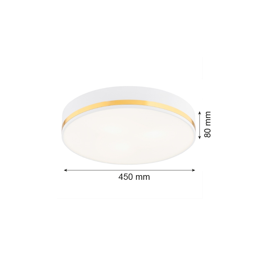 Argon 6138 - Iluminação de teto AMORE 3xE27/15W/230V diâmetro 45 cm branco/dourado