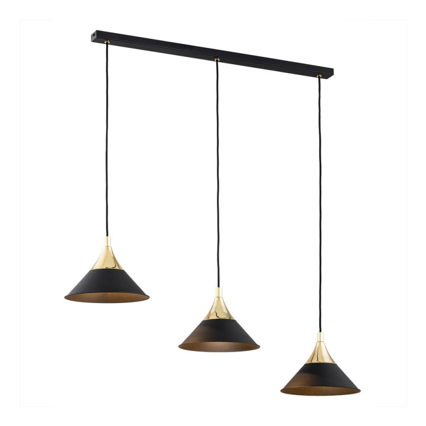Argon 6140 - Candelabro suspenso MASSETO 3xE27/15W/230V preto/dourado
