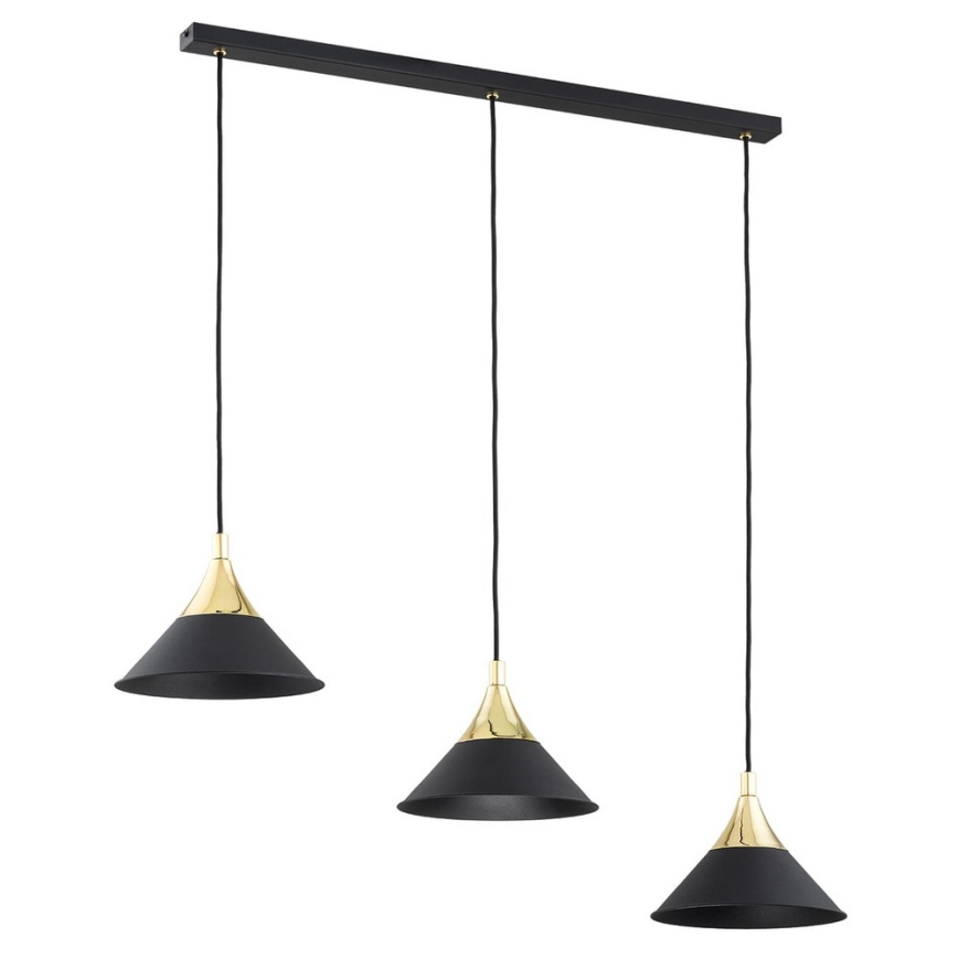 Argon 6140 - Candelabro suspenso MASSETO 3xE27/15W/230V preto/dourado