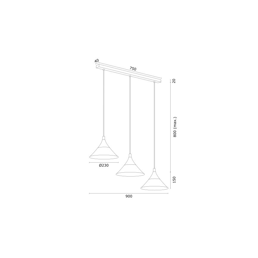 Argon 6140 - Candelabro suspenso MASSETO 3xE27/15W/230V preto/dourado
